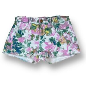 7 For All Mankind Floral Denim Shorts Size 23